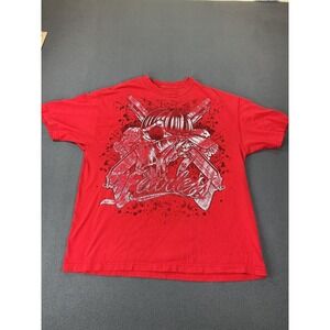 Fearless‎ Shirt Mens L Red Skull Crossed Guns Graphic Tee Tagless Cotton
